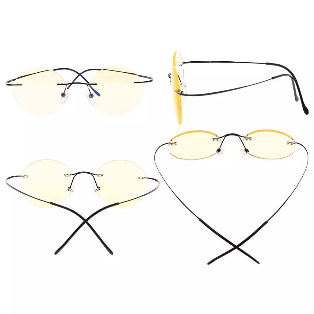 Round Rimless Blue Light Filter Reading Glasses UVR15026eyekeeper.com