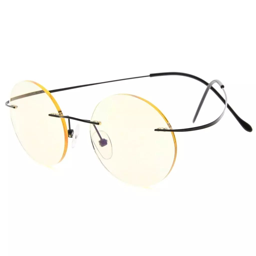 Round Rimless Blue Light Filter Reading Glasses UVR15026eyekeeper.com