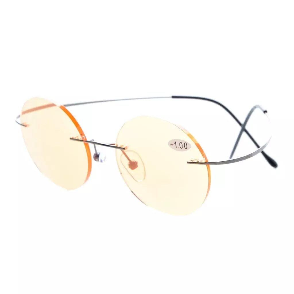 Round Rimless Blue Light Filter Reading Glasses UVR15026eyekeeper.com