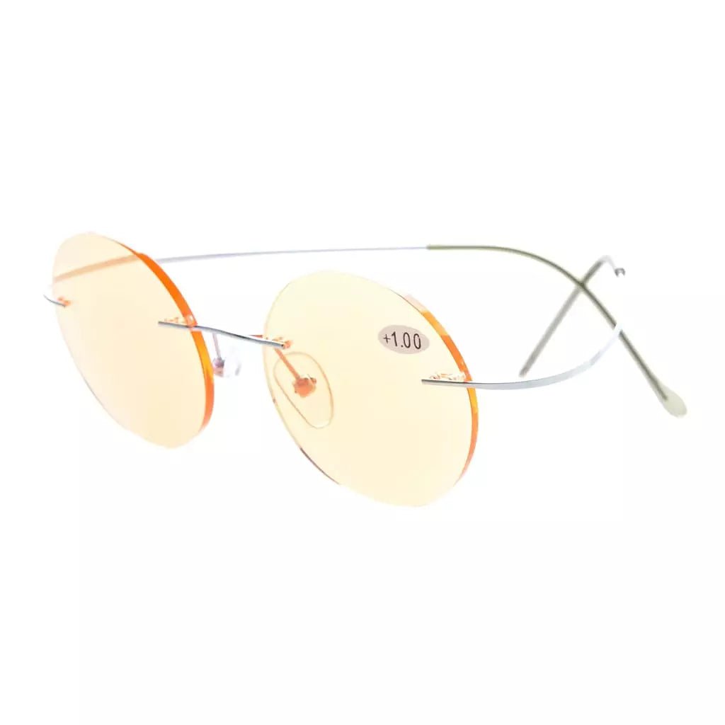 Round Rimless Blue Light Filter Reading Glasses UVR15026eyekeeper.com