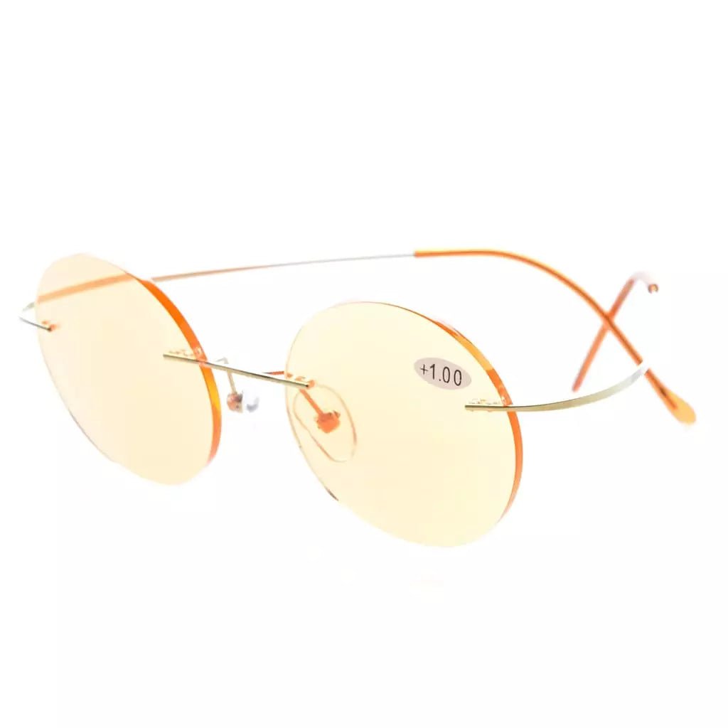 Round Rimless Blue Light Filter Reading Glasses UVR15026eyekeeper.com