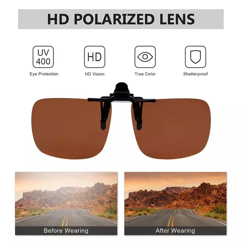 Square Flip up Polarized Clip on Sunglasses F69 (60MMx48MM)eyekeeper.com