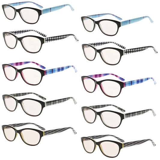 10 Pack Cat Eye Patterned Blue Light Blocking Reading Glasses CG074eyekeeper.com