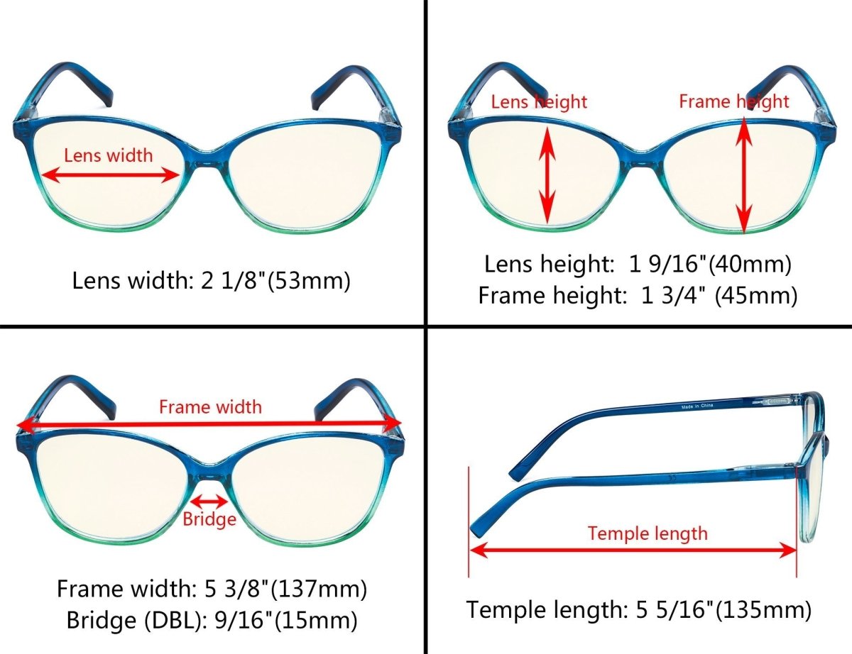 10 Pack Cat Eye Two - tone Blue Light Filter Readers UVRFH2eyekeeper.com