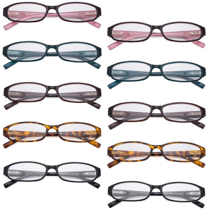 10 Pack Classic Reading Glasses Narrow Frame Small Readers R9104Keyekeeper.com