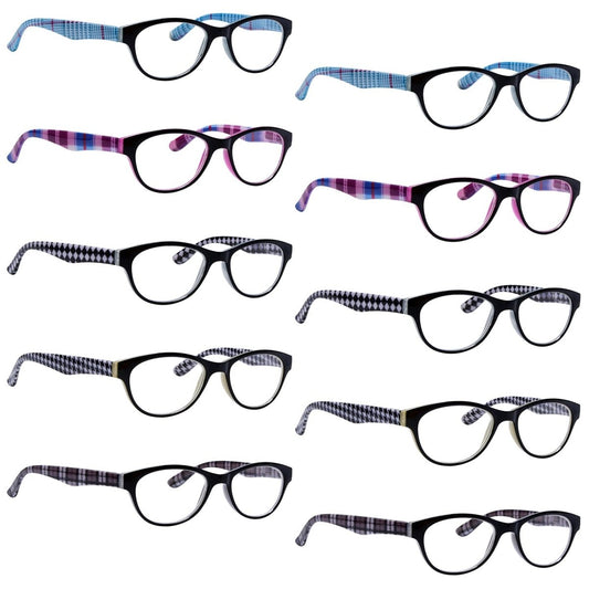 10 Pack Patterned Design Oval Reading Glasses R074Seyekeeper.com