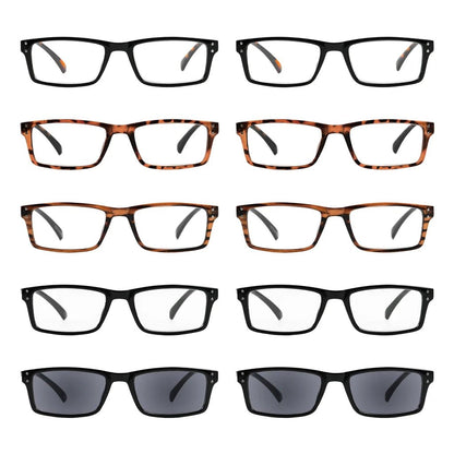 10 Pack Retro Design Classic Reading Glasses Rectangle Readers R057eyekeeper.com