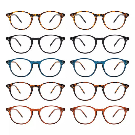 10 Pack Round Reading Glasses Fashion Eyeglasses R9115Aeyekeeper.com