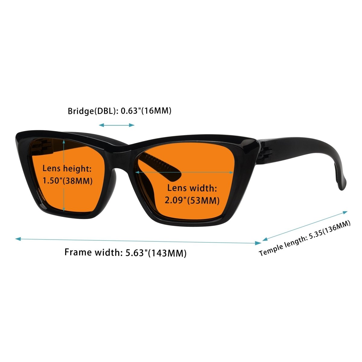 100% Blue Blocking Glasses Orange Lens Cat - eye Metalless Screwless R2514 - B98eyekeeper.com