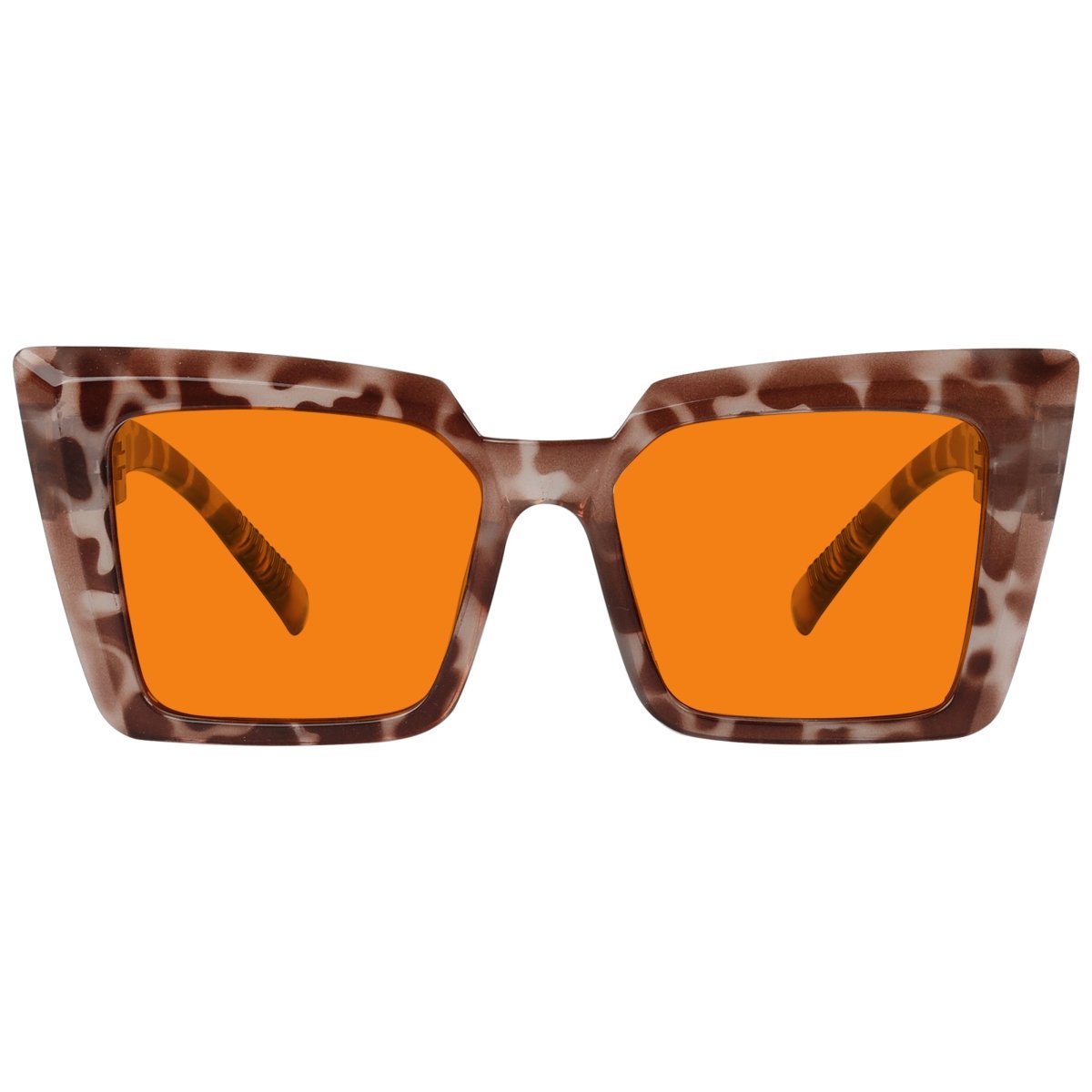 100% Blue Blocking Glasses Oversize Orange Lens Cat - eye Metalless Screwless Eyewear NR2141 - B98eyekeeper.com