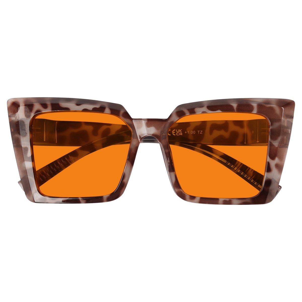 100% Blue Blocking Glasses Oversize Orange Lens Cat - eye Metalless Screwless Eyewear NR2141 - B98eyekeeper.com