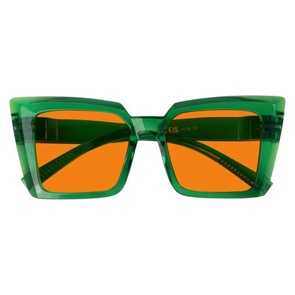 100% Blue Blocking Glasses Oversize Orange Lens Cat - eye Metalless Screwless Eyewear NR2141 - B98eyekeeper.com