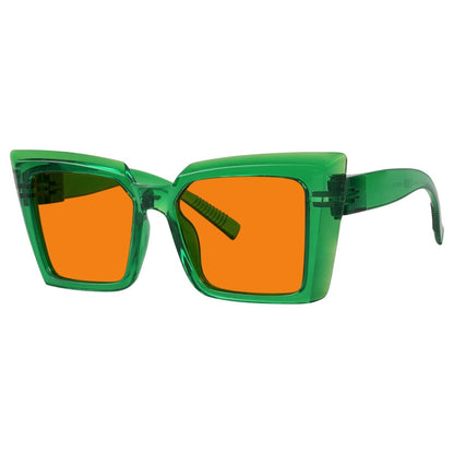 100% Blue Blocking Glasses Oversize Orange Lens Cat - eye Metalless Screwless Eyewear NR2141 - B98eyekeeper.com