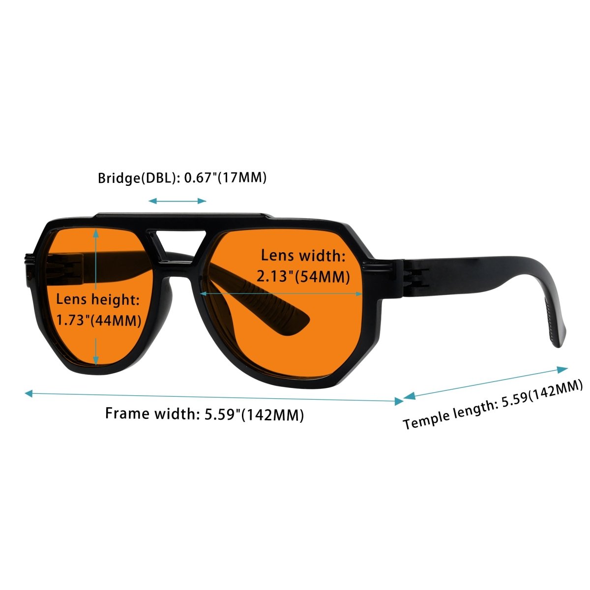 100% Blue Light Blocking Orange Metalless Pilot Glasses NR2309 - B98eyekeeper.com