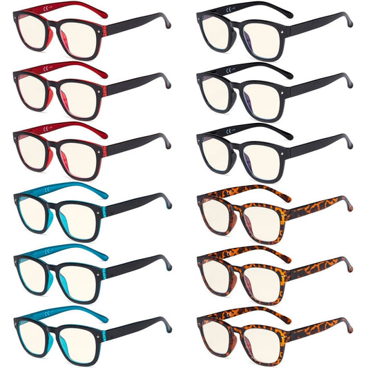 12 Pack Blue Light Filter Reading Glasses Panthos Computer Readers UVR089eyekeeper.com