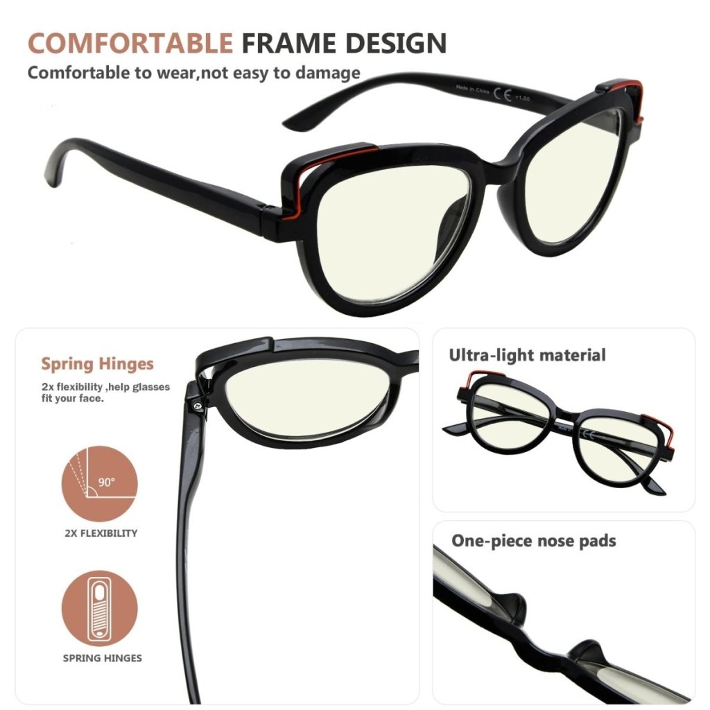 12 Pack Fashionable Cat - eye Blue Light Filter Reading Glasses UV2113eyekeeper.com