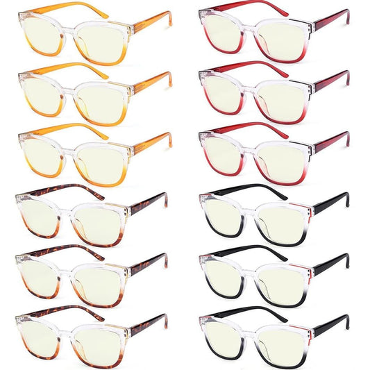 12 Pack Gradient Color Frame Blue Light Filter Reading Glasses UV2114eyekeeper.com