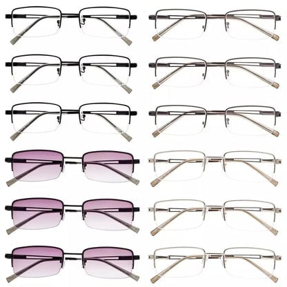 12 Pack Half - rim Metal Reading Glasses with Reading Sunglasses R15014eyekeeper.com