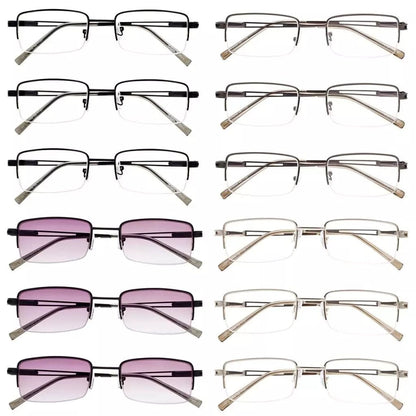 12 Pack Half - rim Metal Reading Glasses with Reading Sunglasses R15014eyekeeper.com