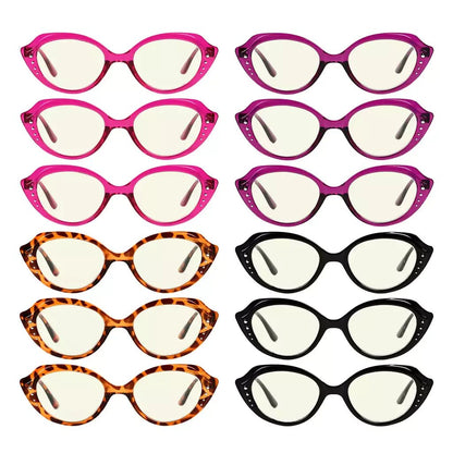 12 Pack Oval Blue Light Filter Reading Glasses UV2124eyekeeper.com