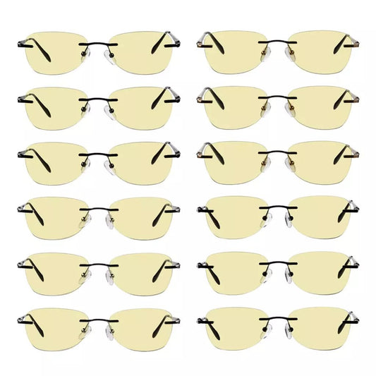12 Pack Rimless Digital Blue Light Blocking Glasses with Yellow Tinted Lens TMWK9907Aeyekeeper.com