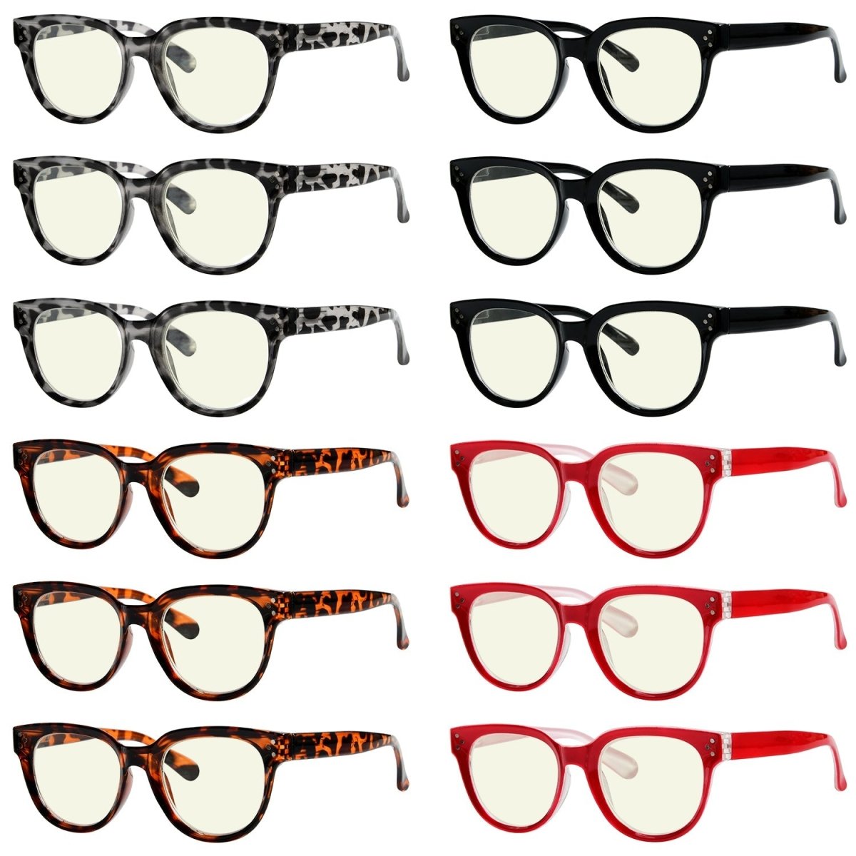 12 Pack Trendy Thicker Frame Blue Light Filter Reading Glasses UVR9110eyekeeper.com