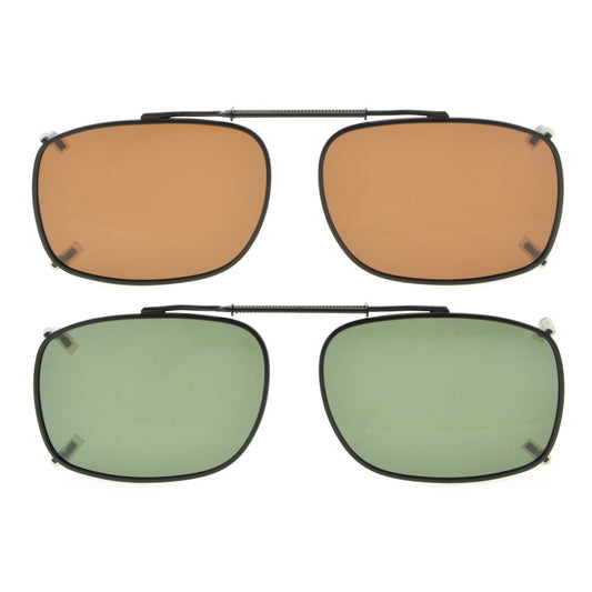 2 Pack Fashion Retro Clip on Sunglasses Polarized C86 (52MMx36MM)eyekeeper.com