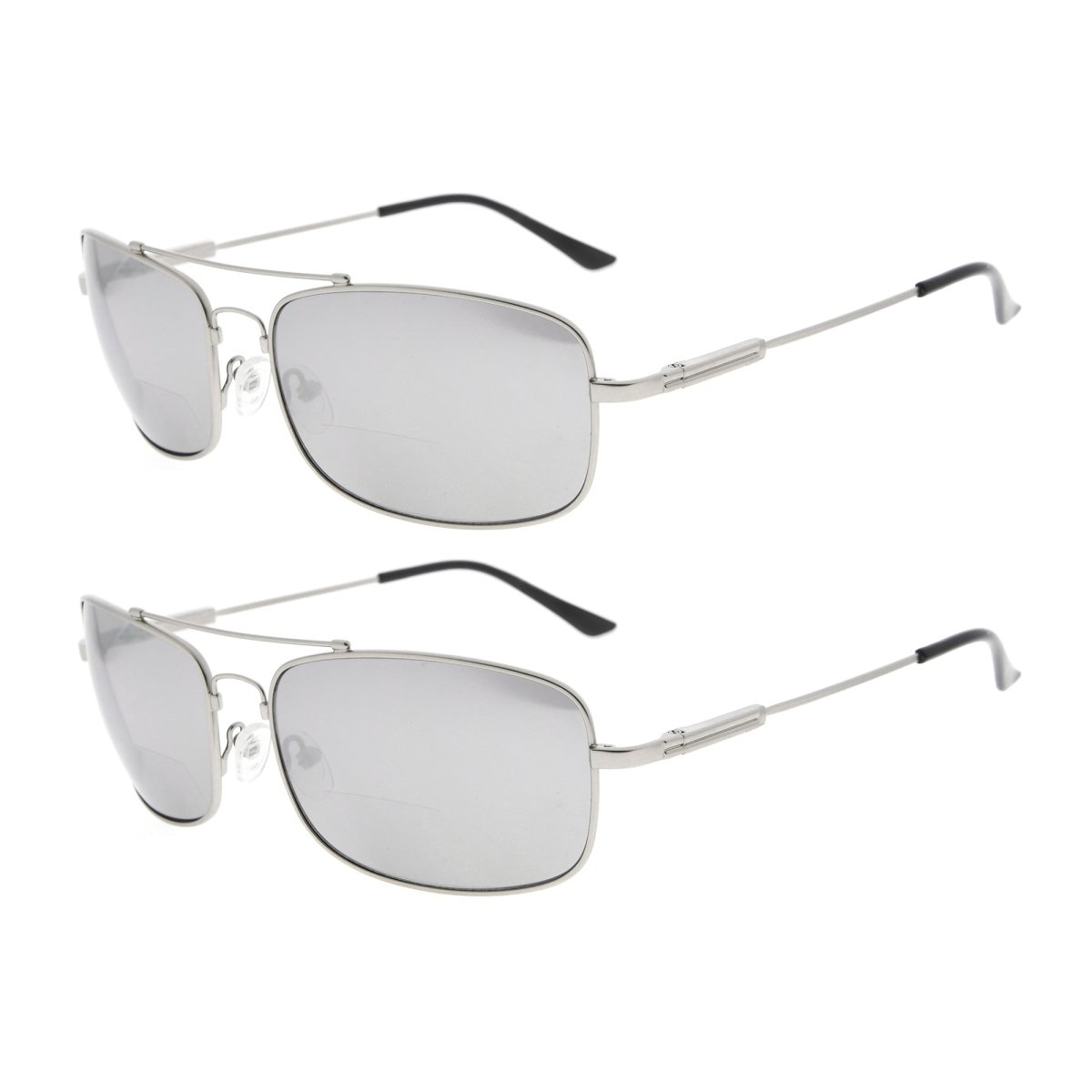 2 Pack Rectangle Metal Bifocal Reading Sunglasses Chic Readers SG1805eyekeeper.com