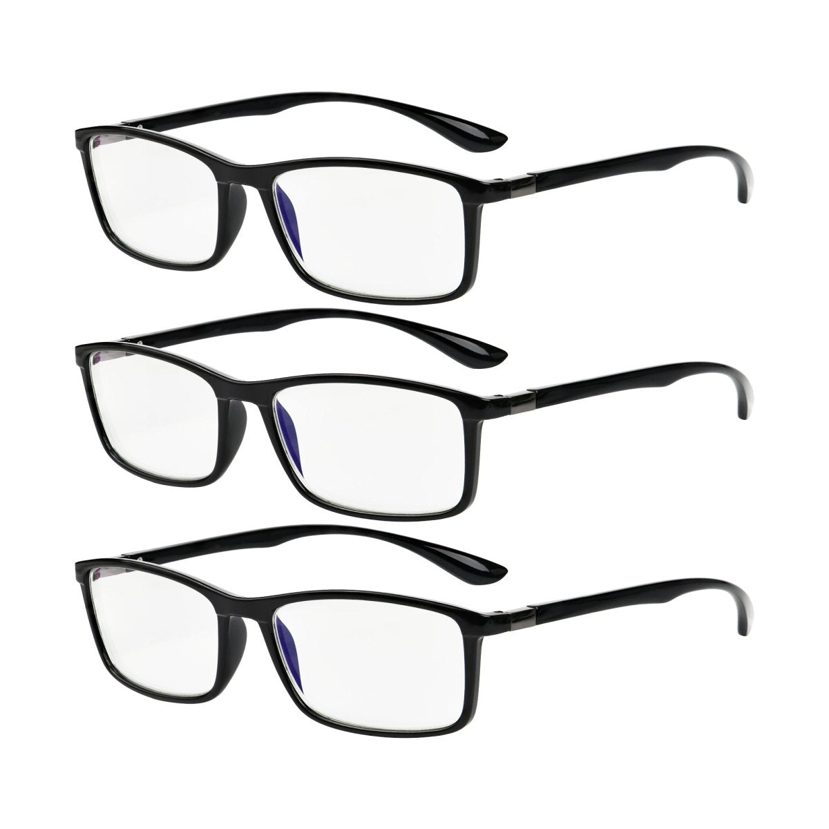 3 Pack Fashion Rectangle Blue Blocking Light Reading Glasses CG113eyekeeper.com