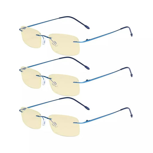 3 Pack Rimless Blue Light Blocking Reading Glasses TMWK8eyekeeper.com