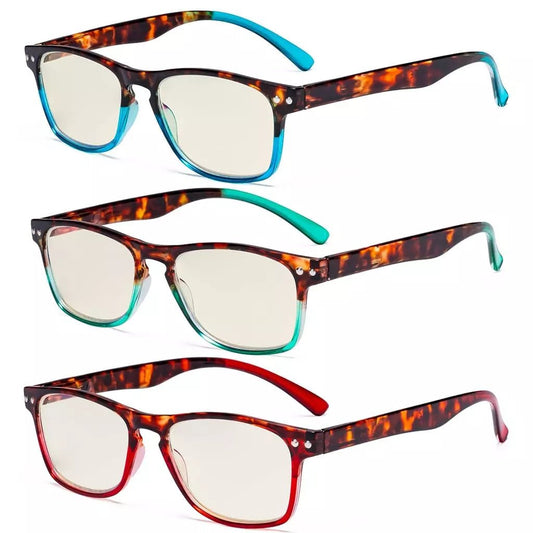 3 Pack Stylish Design Blue Light Filter Reading Glasses UVR046Deyekeeper.com