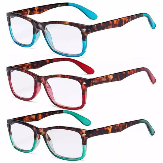3 Pack Stylish Rectangle Comfort Reading Glasses R075Deyekeeper.com