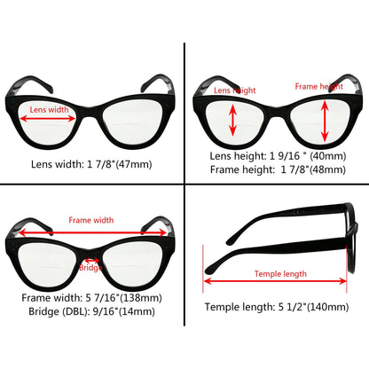 4 Pack Fashionable Thicker Frame Bifocal Reading Glasses BR9108