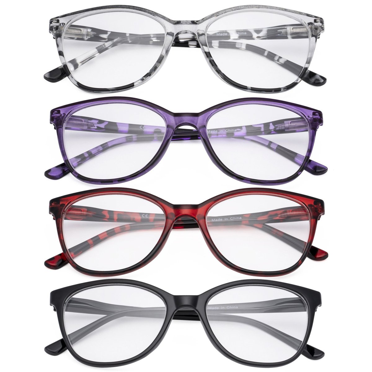 4 Pack Cat - eye Tortoise Reading Glasses FH1570eyekeeper.com