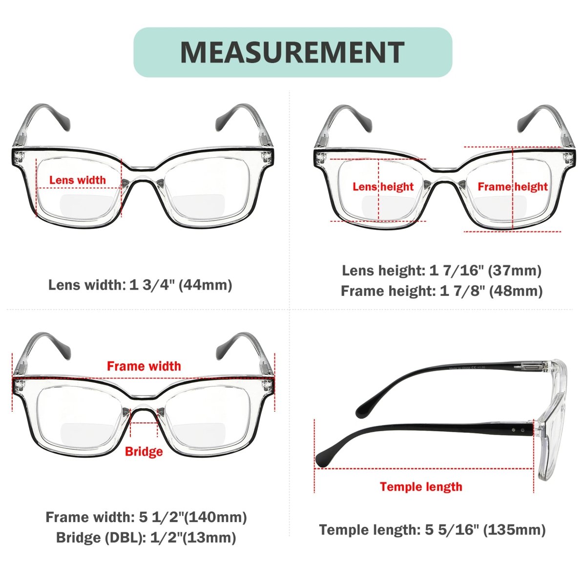 4 Pack Double Color Frame Bifocal Reading Glasses BR2105eyekeeper.com