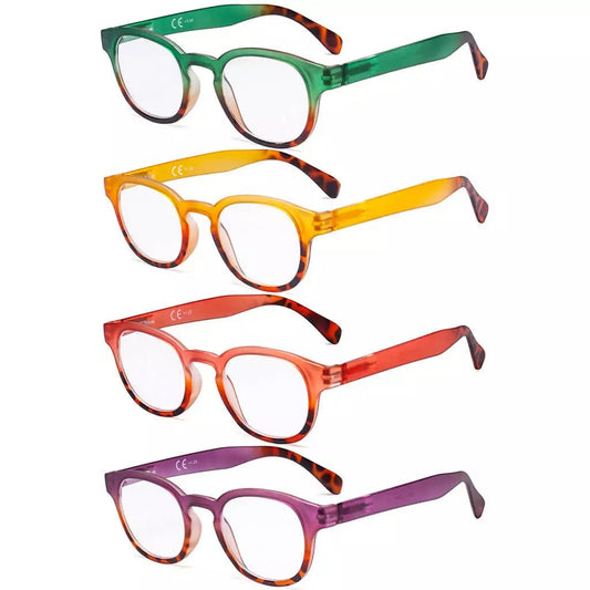 4 Pack Fashion Oval Colorful Reading Glasses R124Deyekeeper.com