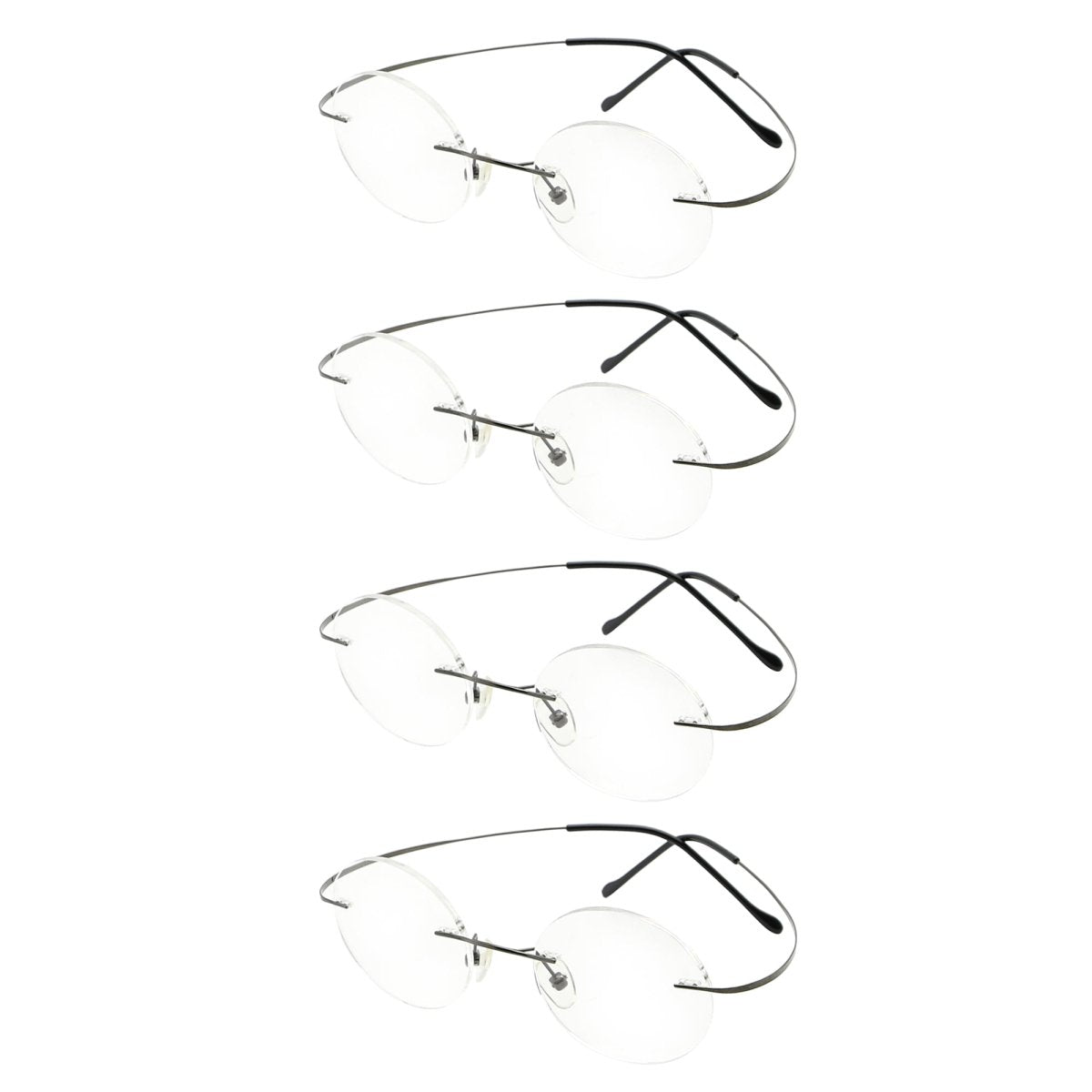 4 Pack Lightweight Round Rimless Eyeglasses Y43eyekeeper.com