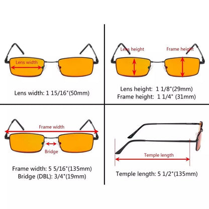 4 Pack Metal Rectangle Blue Light Blocking Readers DS1709eyekeeper.com