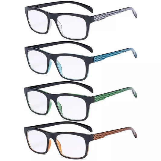 4 Pack Rectangle Reading Glasses for Round Face R047eyekeeper.com