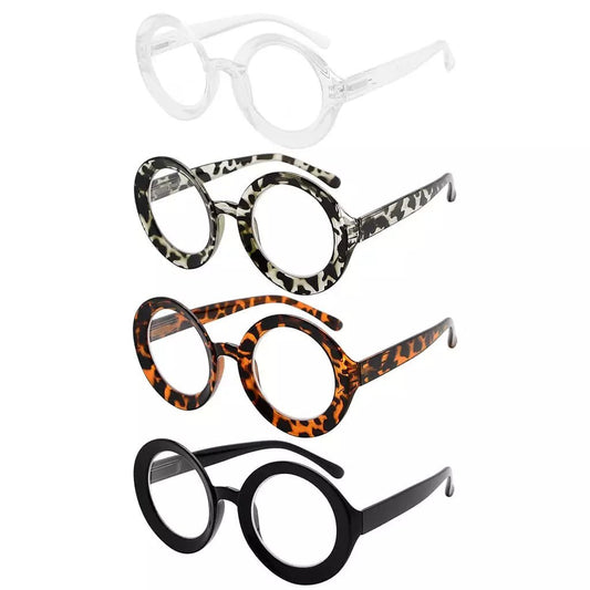 4 Pack Retro Round Reading Glasses Thicker Frame Readers R9109eyekeeper.com