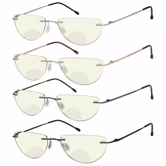 4 Pack Rimless Blue Light Filter Bifocal Readers BRL2UVeyekeeper.com
