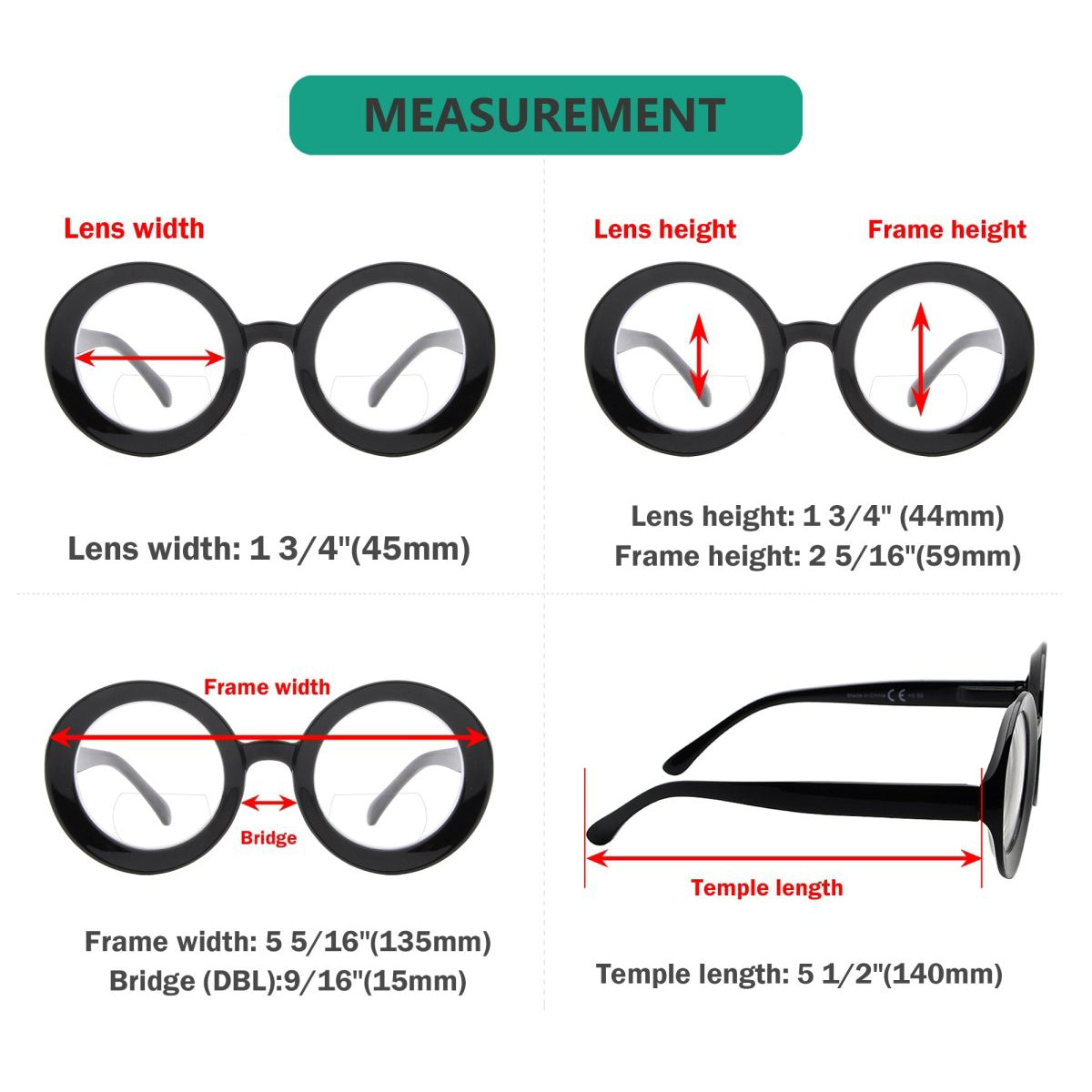 4 Pack Thicker Frame Round Bifocal Reading Glasses SG9109TMP