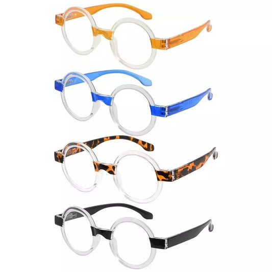 4 Pack Round Cute Reading Glasses Vintage Stylish Readers R2007Teyekeeper.com