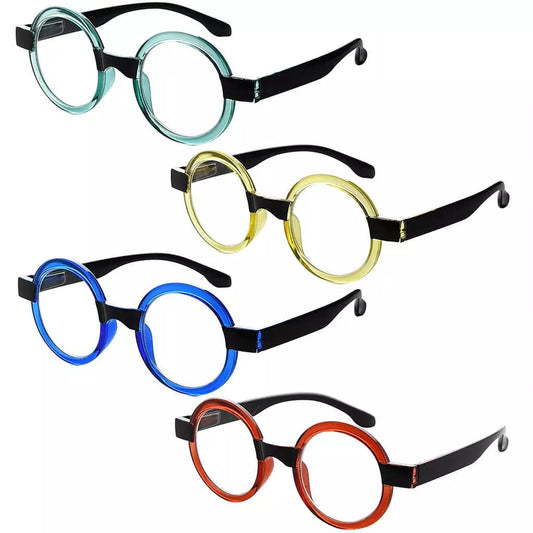 4 Pack Round Retro Design Reading Glasses Small Fun Readers R2007Ceyekeeper.com