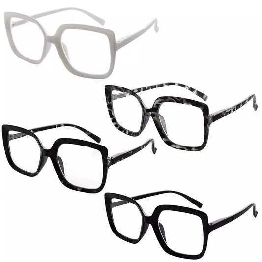 4 Pack Simple Elegant Reading Glasses Marble Square Readers R2014eyekeeper.com