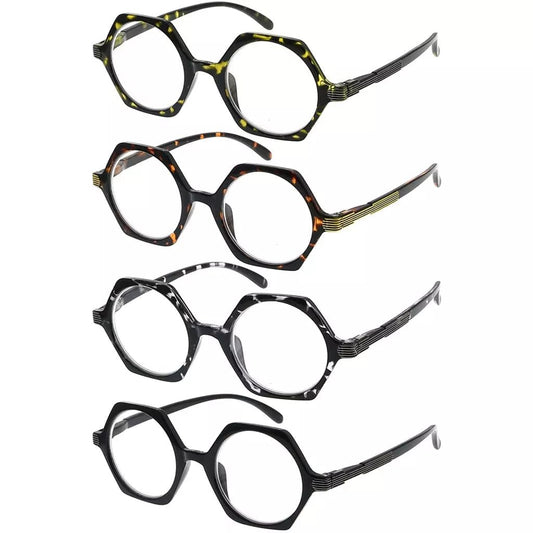 4 Pack Small Geometric Design Reading Glasses Artistic Readers R2009eyekeeper.com