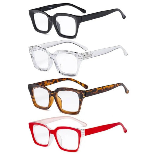 4 Pack Stylish Square Reading Glasses Thicker Frame Readers R9106 - Aeyekeeper.com