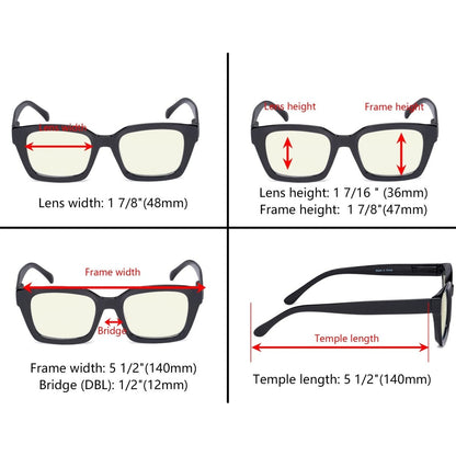 4 Pack Thicker Frame Blue Light Filter Reading Glasses UVR9106eyekeeper.com