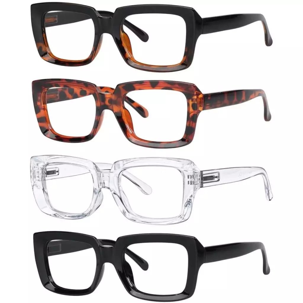 4 Pack Trendy Reading Glasses Thicker Frame Readers R9107eyekeeper.com