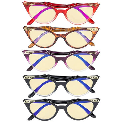 5 Pack Cat - eye Blue Light Blocking Eyeglasses TM914eyekeeper.com